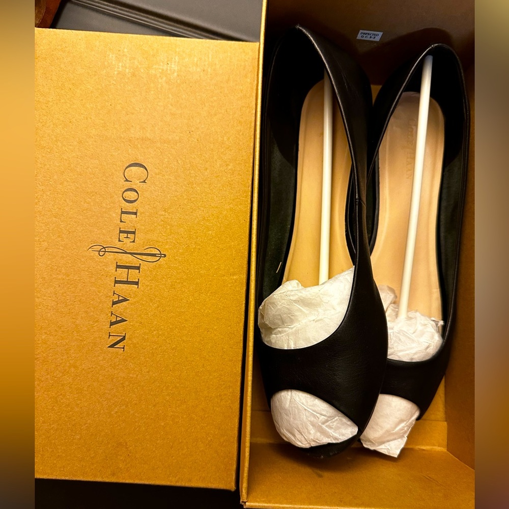 Cole Haan “Morgan” ballet flats, Sz 8.5, leather, original box.
